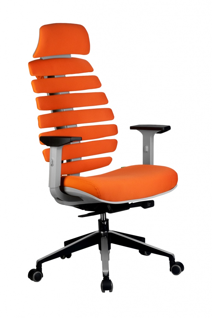 Кресло RCH Shark серый пластик, ткань оранжевая (1).jpeg
