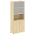 Шкаф высокий широкий (2 низких фасада ЛДСП + 2 низких фасада стекло)